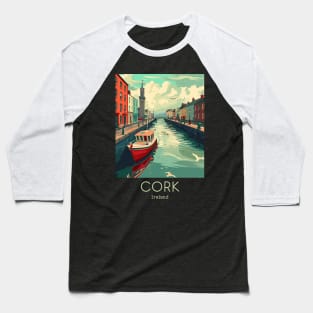 A Vintage Travel Illustration of Cork - Ireland Baseball T-Shirt